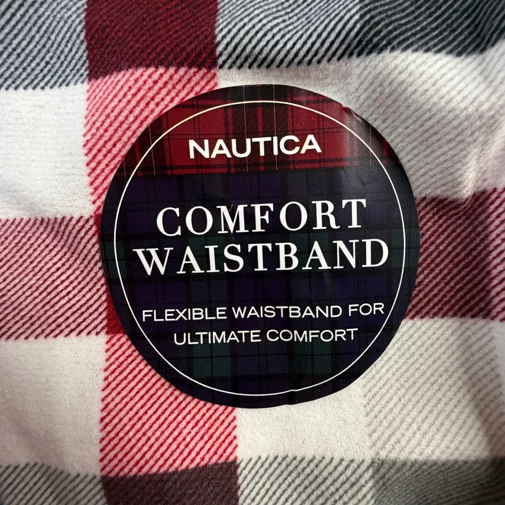 NWT Nautica Mens Plaid‎ Pajama Pants XXL Sail White Red Blue Fleece Sleepwear